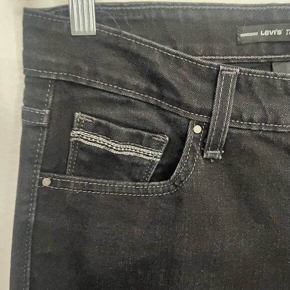 LEVI'S Mid Rise Skinny Jeans Womens 10 S/C Black Grunge Streetwear Embroidered - Picture 3 of 12